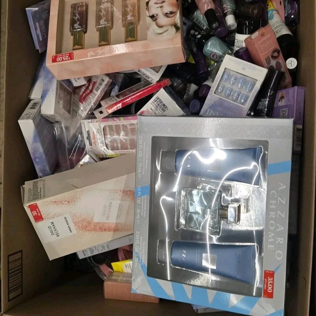 reseller inspecting beauty pallets