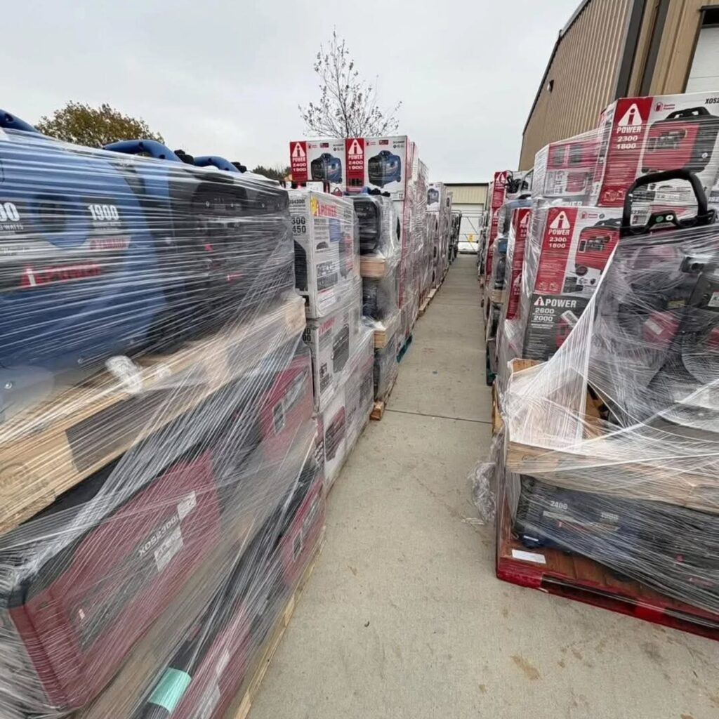 reseller inspecting generator pallets