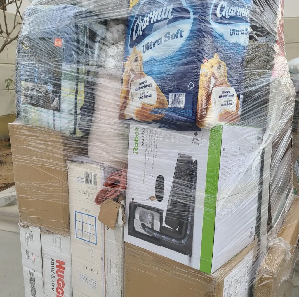 reseller inspecting target pallets