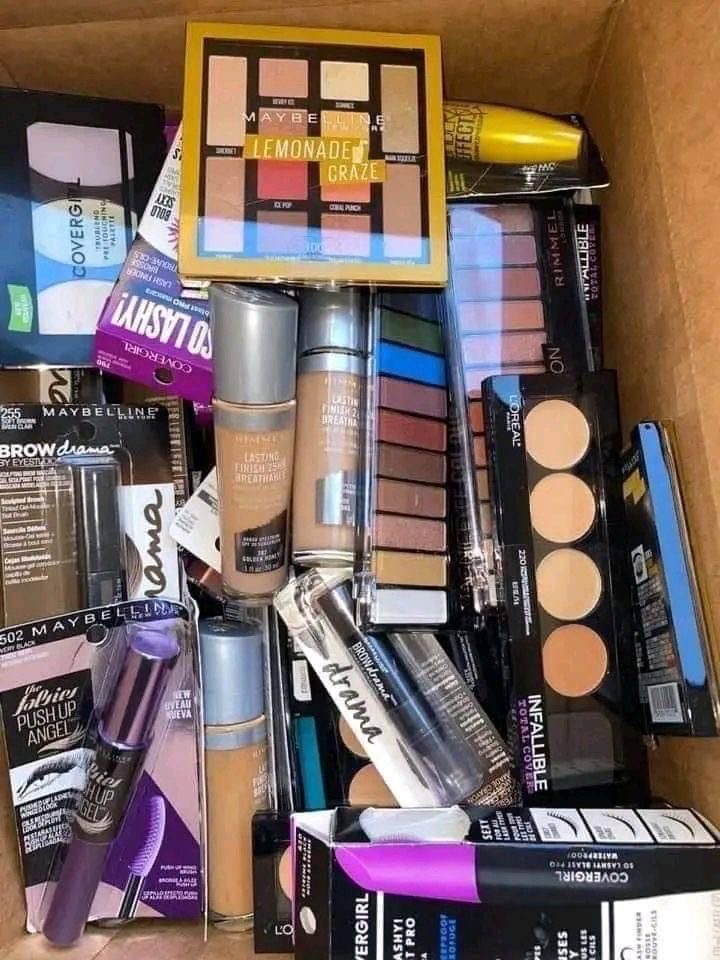 reseller inspecting makeup pallets